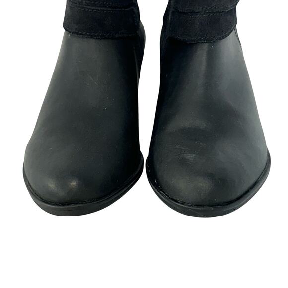 Clarks Adreena Show Black Leather Side Zip Buckle Comfort Ankle Bootie Women 6 - Picture 4 of 13